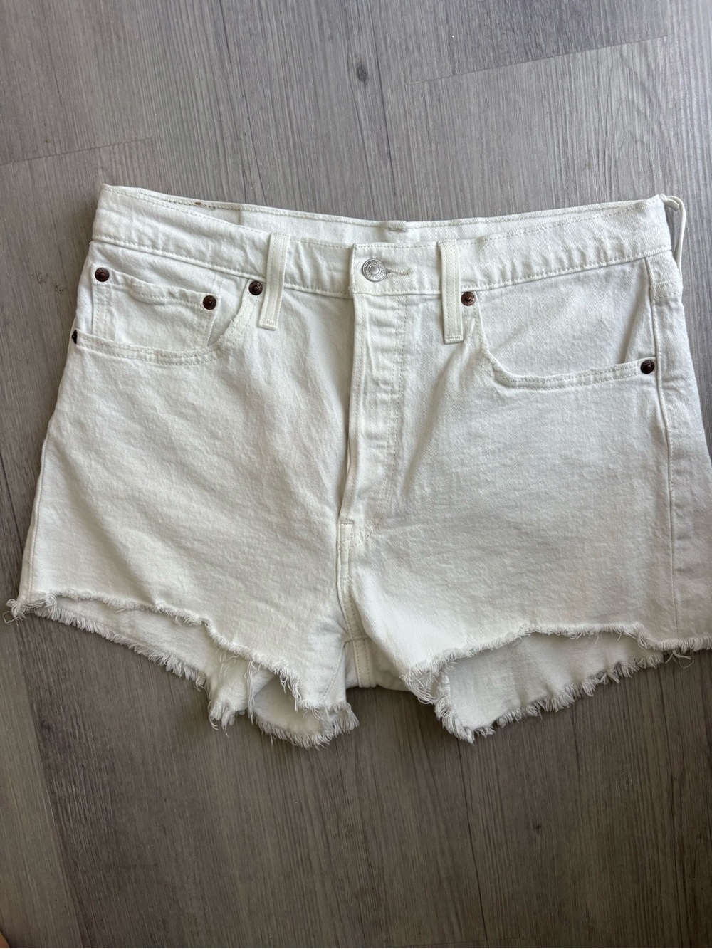 Levi's 501 White Denim Shorts